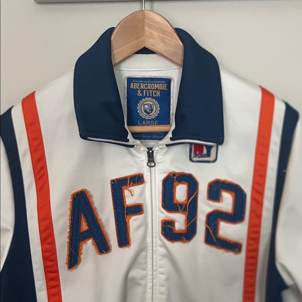 Abercrombie & Fitch White and Navy AF 92 Jacket